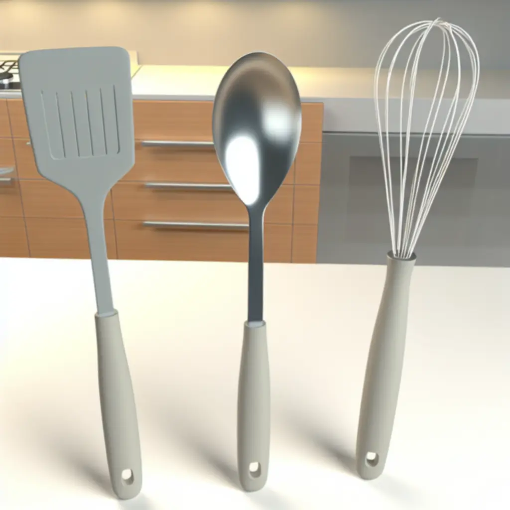 Porównanie przyborów kuchennych z silikonu, drewna i stali nierdzewnej