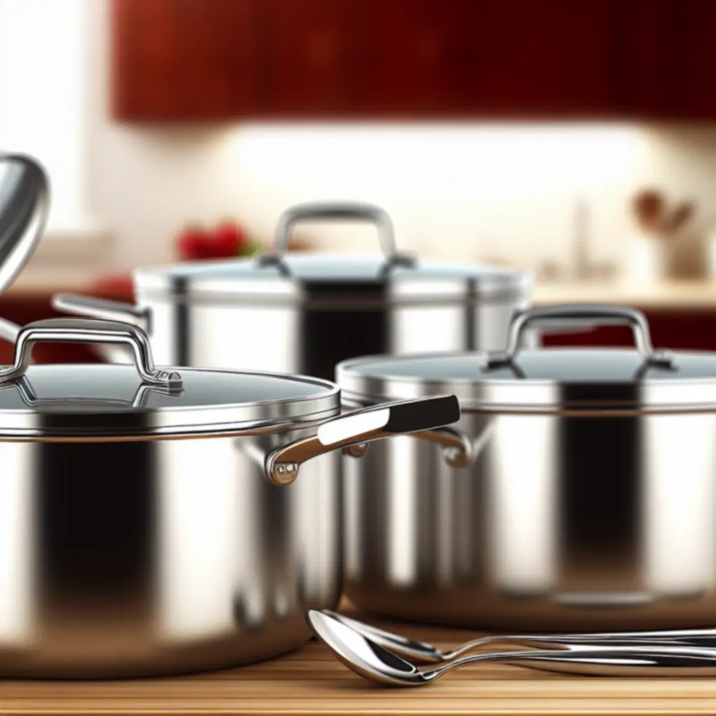 Zbliżenie na zestaw garnków Kitchenkitx w wysokiej rozdzielczości