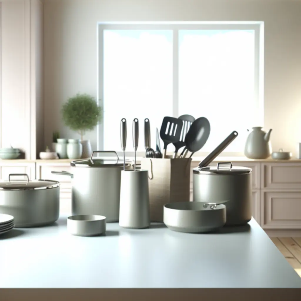 Zestaw garnków na płycie kuchennej