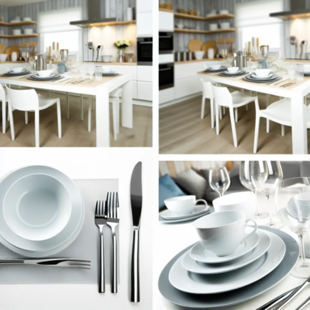 Nowoczesna kuchnia z elegancką zastawą stołową na stole