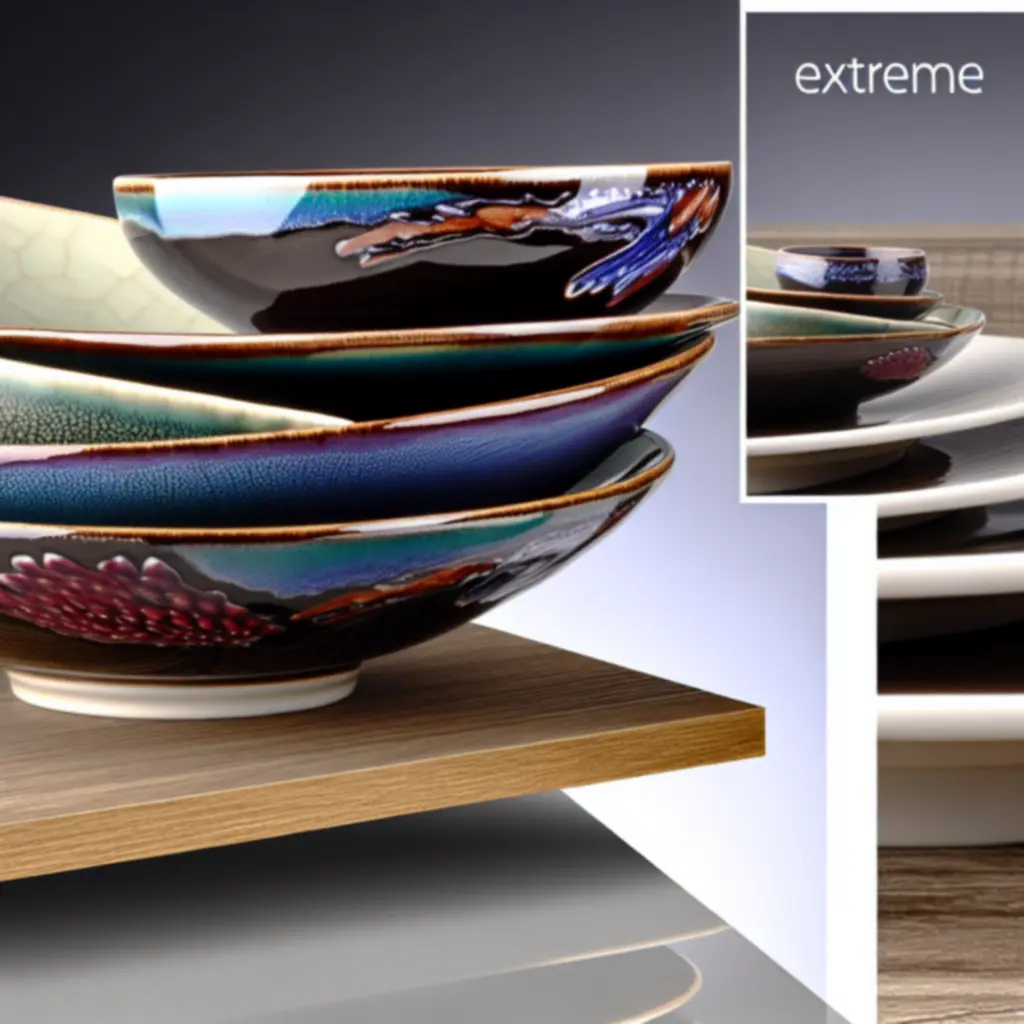 Zbliżenie na detale talerza i miski z nowoczesnej kolekcji zastawy stołowej